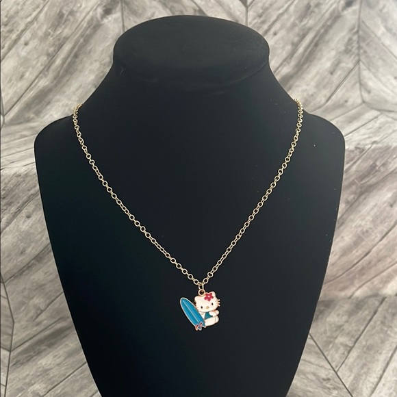 Cute Kitty Pendant Necklace with Blue and Gold Accents - Picture 1 of 3